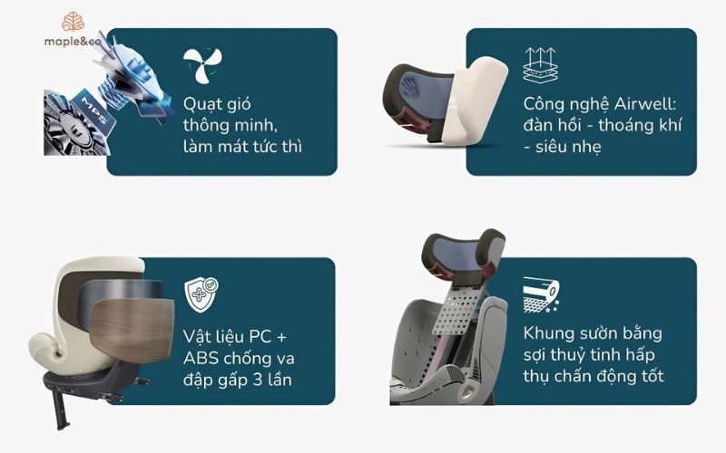 Khám phá ghế ô tô chống trượt Maple&Co an toàn, thoải mái cho bé yêu 5 Điểm nổi bật của ghế ô tô chống trượt Maple&Co