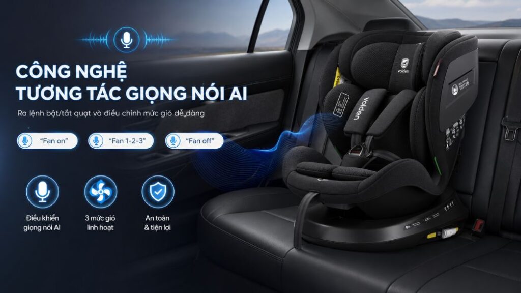 Ghế ô tô trẻ em Volden Baby Airvoice tích hợp giọng nói AI 1 Điều khiển giọng nói AI tiện lợi