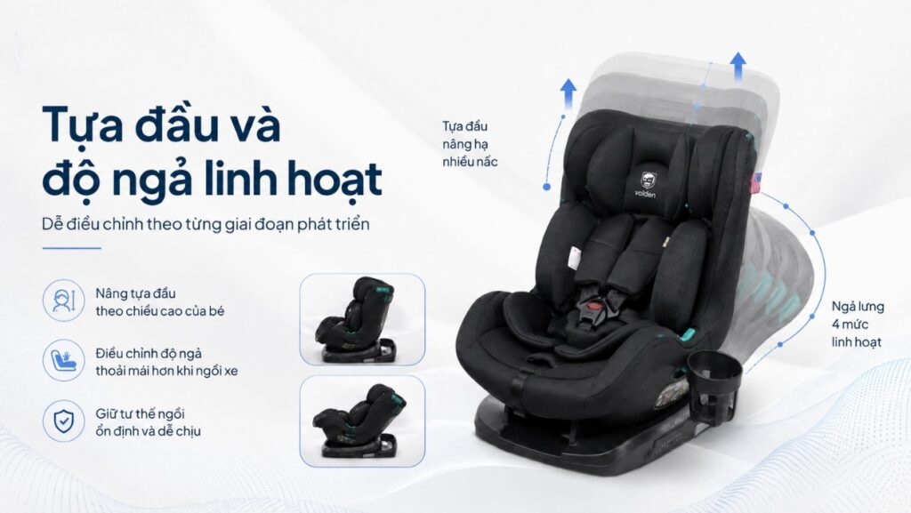 Ghế ô tô trẻ em Volden Baby Cloud dành cho bé 0-12 Tuổi 2 Tựa đầu và độ ngả linh hoạt