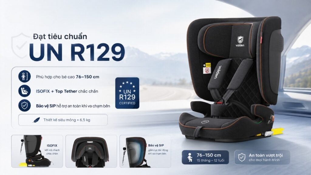 Ghế ô tô trẻ em Volden Kid Airvoice tích hợp quạt gió cho bé 15 Tháng -12 Tuổi 1 Ghế ô tô trẻ em Volden Kid Airvoice đạt chuẩn R129