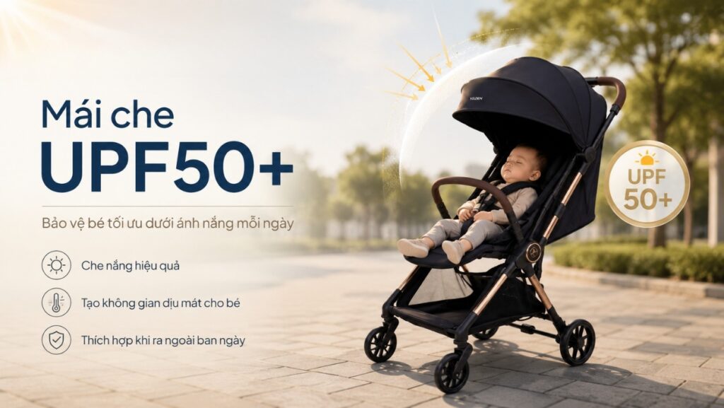 Xe đẩy cho bé Volden EasyGo 0Y+ gấp gọn vừa Cabin máy bay 2 Xe đẩy cho bé Volden Easygo 0y mái che UPF50+