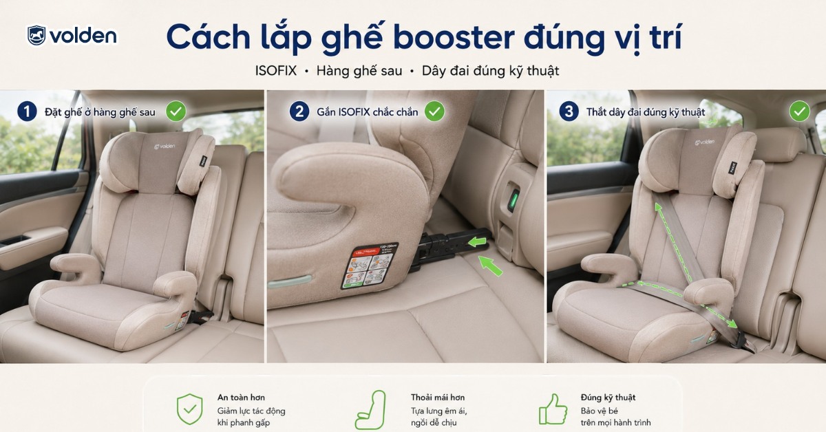 Ghế booster là gì? Khi nào trẻ có thể dùng? 7 Cách lắp ghế booster đúng vị trí, kỹ thuật