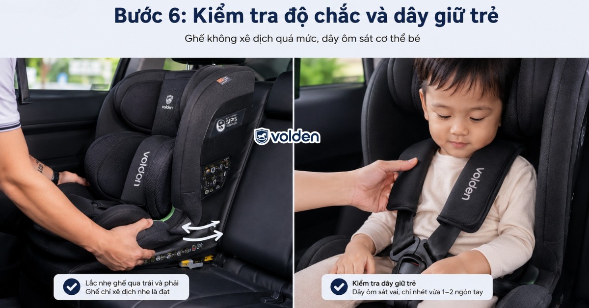 Cách lắp ghế ô tô ISOFIX đúng chuẩn an toàn cùng Volden 15 Kiểm tra độ chắc tại vùng cố định của ghế