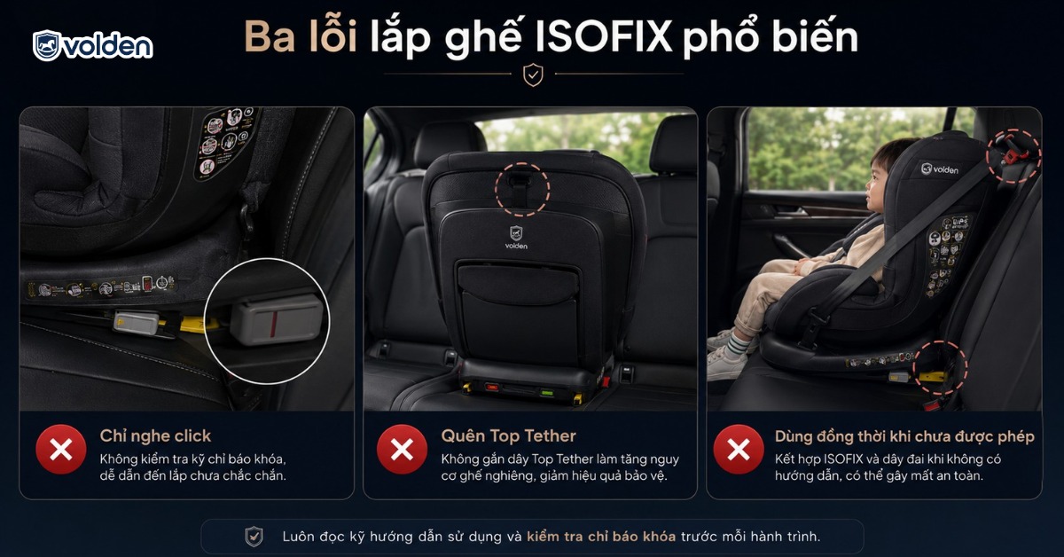 Cách lắp ghế ô tô ISOFIX đúng chuẩn an toàn cùng Volden 16 Ba lỗi lắp ghế ISOFIX phổ biến cần tránh ngay