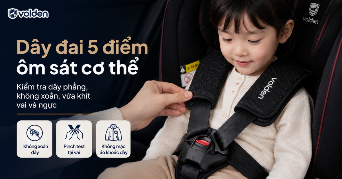 12 sai lầm thường gặp khi lắp đặt ghế ô tô trẻ em và cách nhận biết 6 Dây đai an toàn 5 điểm bị xoắn hoặc quá lỏng