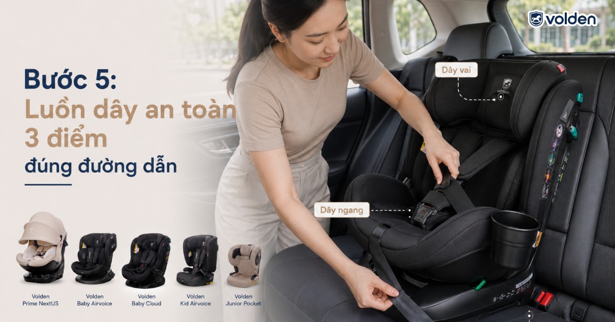 Cách lắp ghế trẻ em trên ô tô đúng chuẩn cùng Volden 12 Lắp ghế bằng dây an toàn ô tô 3 điểm
