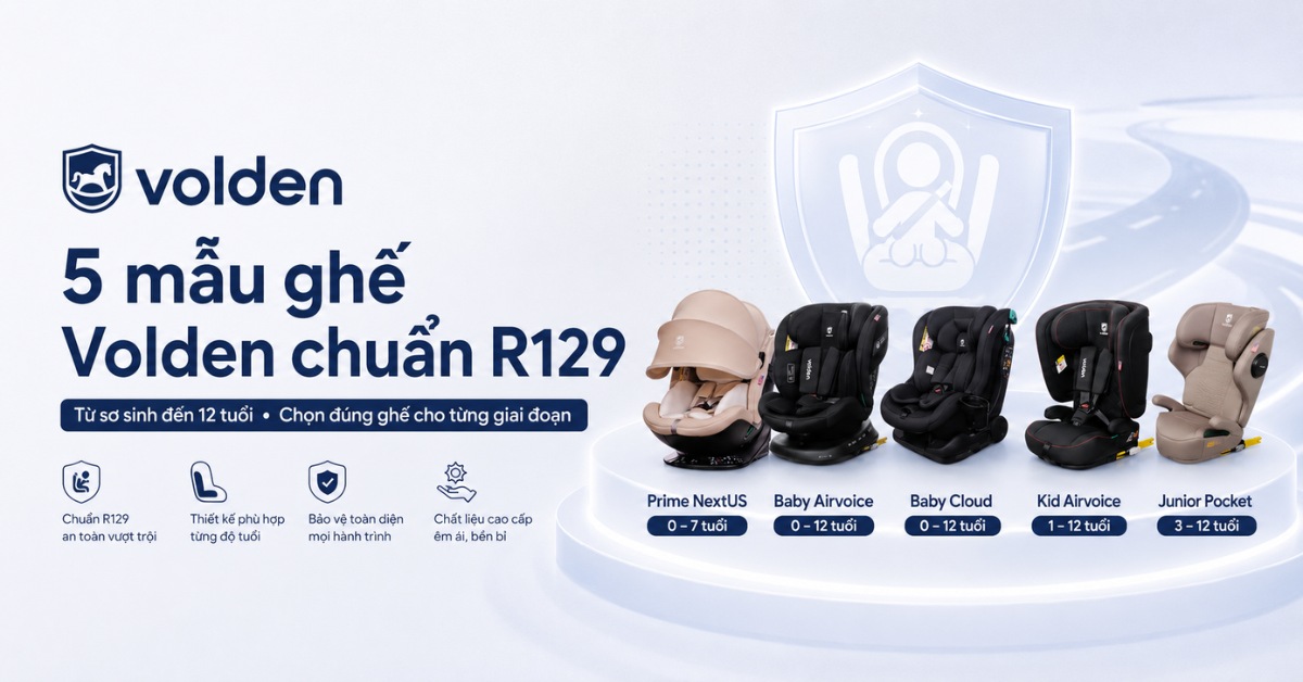 Quy định ghế ô tô trẻ em 2026: Ba mẹ cần nắm rõ trước khi mua ghế? 6 Các mẫu ghế ô tô trẻ em Volden đạt tiêu chuẩn R129 châu Âu