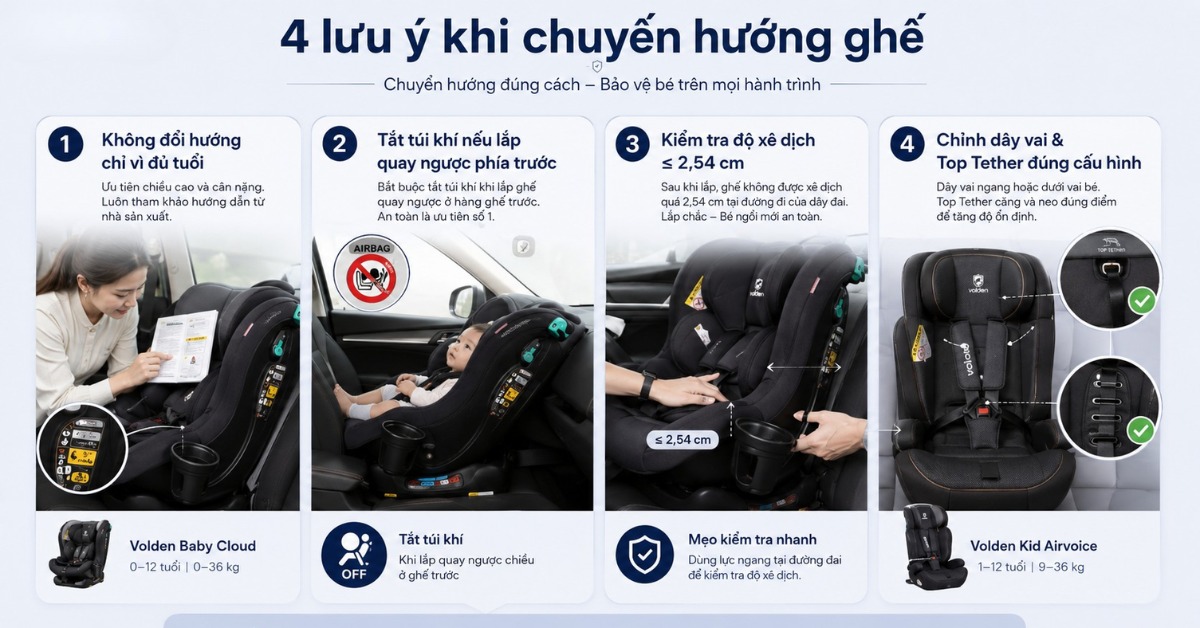 Ưu và nhược điểm của Rear-Facing và Forward-Facing trên ghế ngồi ô tô 8 Một số lưu ý về Rear-Facing và Forward-Facing