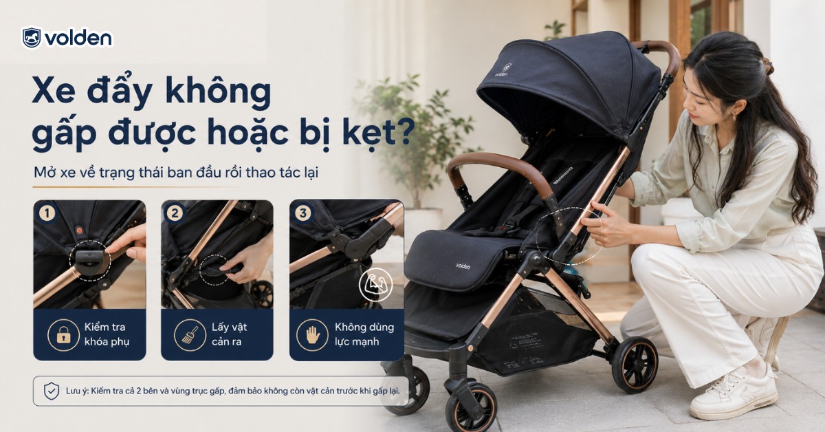 Cách gấp xe đẩy em bé nhanh gọn và dễ dàng 12 Cách xử lý khi xe đẩy không gập được hoặc bị kẹt