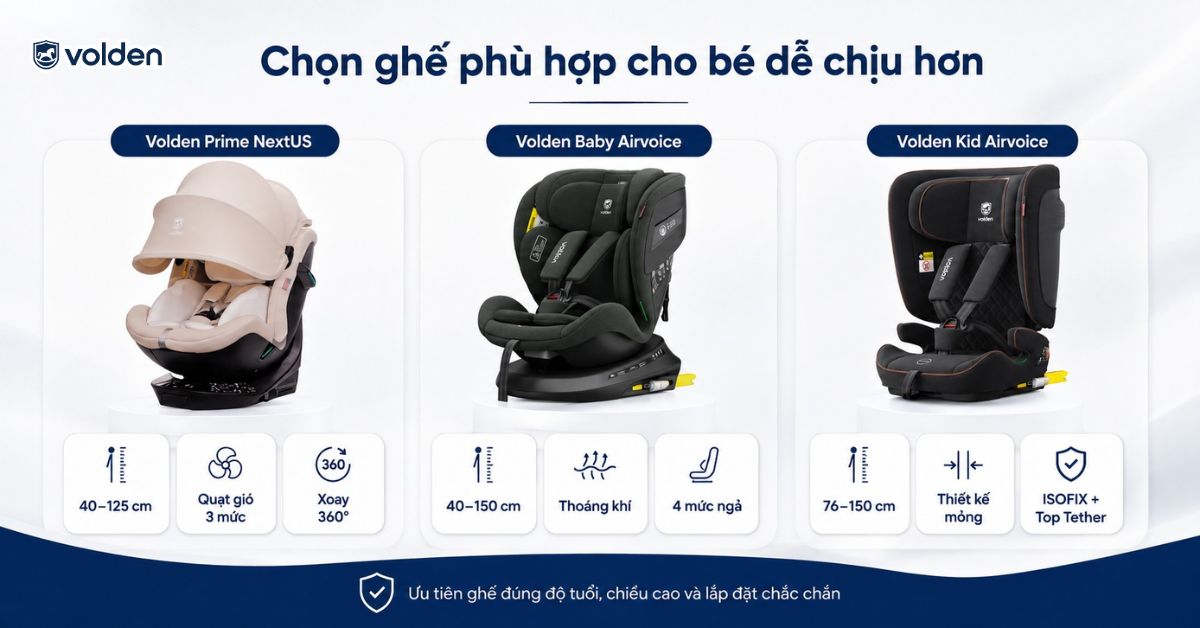Bé bị say xe có nên dùng ghế ô tô trẻ em không? Cách hạn chế 4 Hướng dẫn lựa chọn các mẫu ghế giúp bé hạn chế say xe