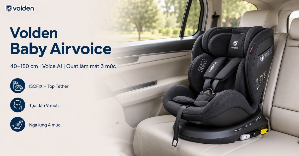 Review các loại ghế ngồi ô tô cho bé giá tốt và đạt tiêu chuẩn R129 8 Ghế ô tô trẻ em Volden Baby Airvoice tích hợp giọng nói AI