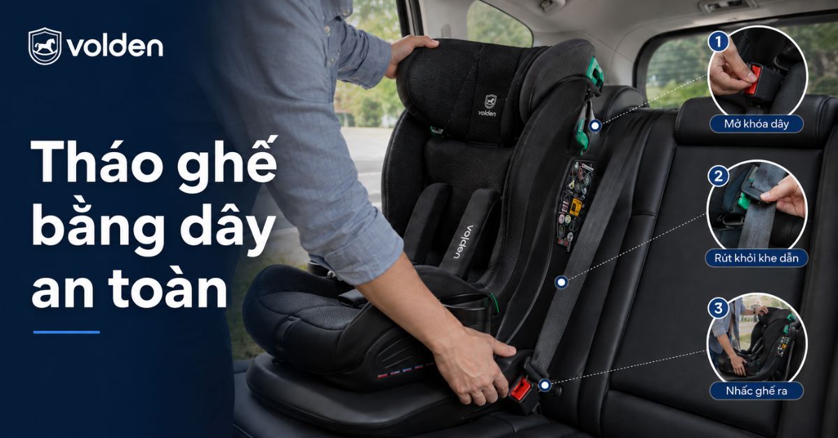 Cách tháo ghế trẻ em trên ô tô bằng ISOFIX và dây đai an toàn 6 Cách tháo ghế trẻ em trên ô tô bằng dây an toàn