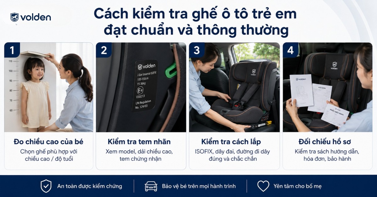 Cách phân biệt ghế ô tô trẻ em đạt chuẩn và loại thông thường cho ba mẹ 4 Cách kiểm tra ghế ô tô trẻ em đạt chuẩn và thông thường