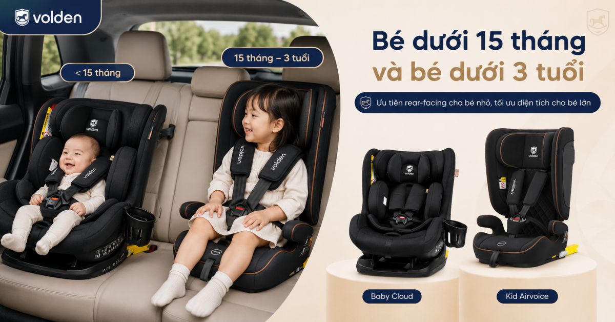 Gia đình có 2 bé cần chọn ghế ô tô nào phù hợp theo từng độ tuổi? 7 Gia đình có 2 bé cần chọn ghế ô tô nào: Bé dưới 15 tháng và bé dưới 3 tuổi